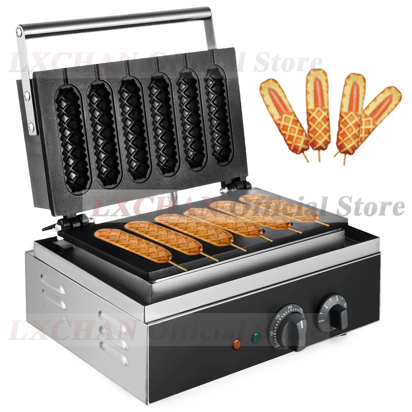 HomeWise 6 個電気ワッフルソーセージメーカーノンスティックキャンディースティックマフィンクリスピーフレンチコーンホットドッグマシンキッチンホーム