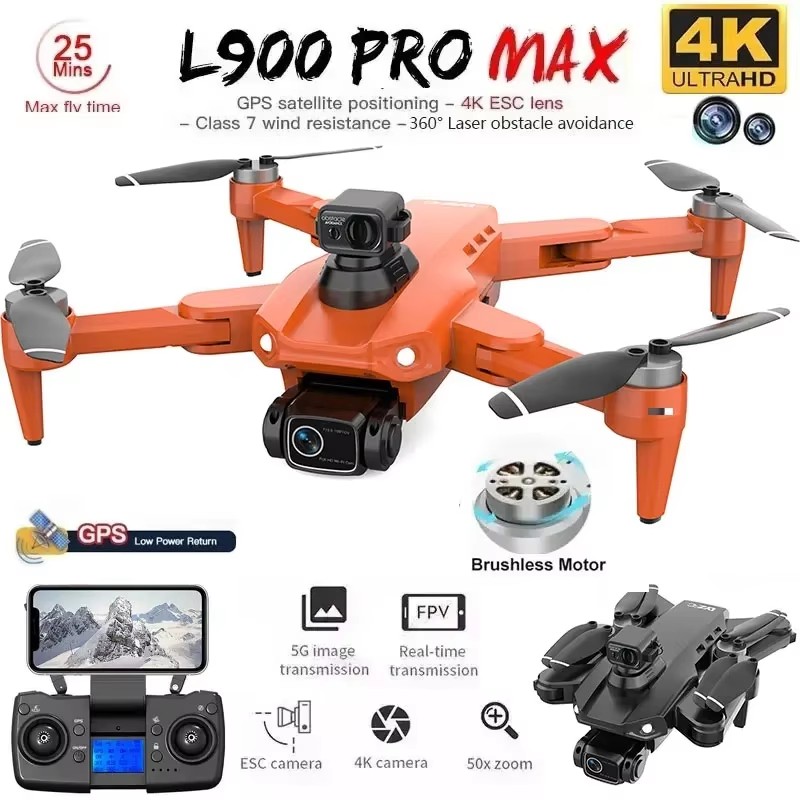 LYZRC L900 Pro MAX ドローン 4K プロフェッショナル HD デュアルカメラ GPS 5G Wifi 360° 障害物回避 ブラシレス折りたたみ式 Quadcopter ドローン