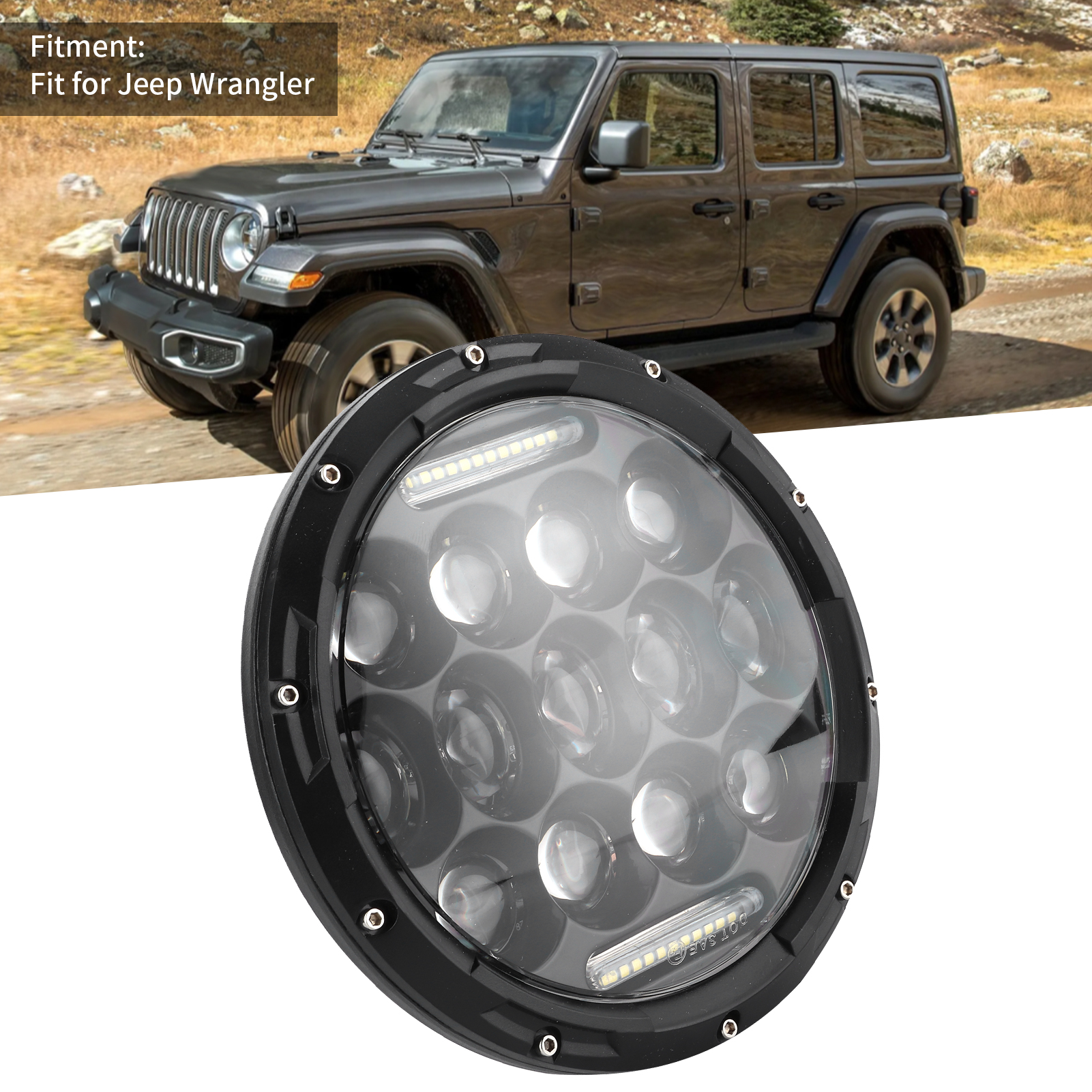 7in 75W LED Motorcycle Front Light Headlight Replacement 6500K High Birhgtness Efficient Headlamp Fit for Jeep Wrangler