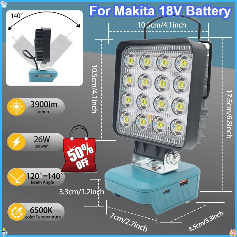 電動工具アクセサリーマキタ 18V バッテリー LED 作業灯緊急ランプスポットライトトーチ懐中電灯デュアル USB BL1830