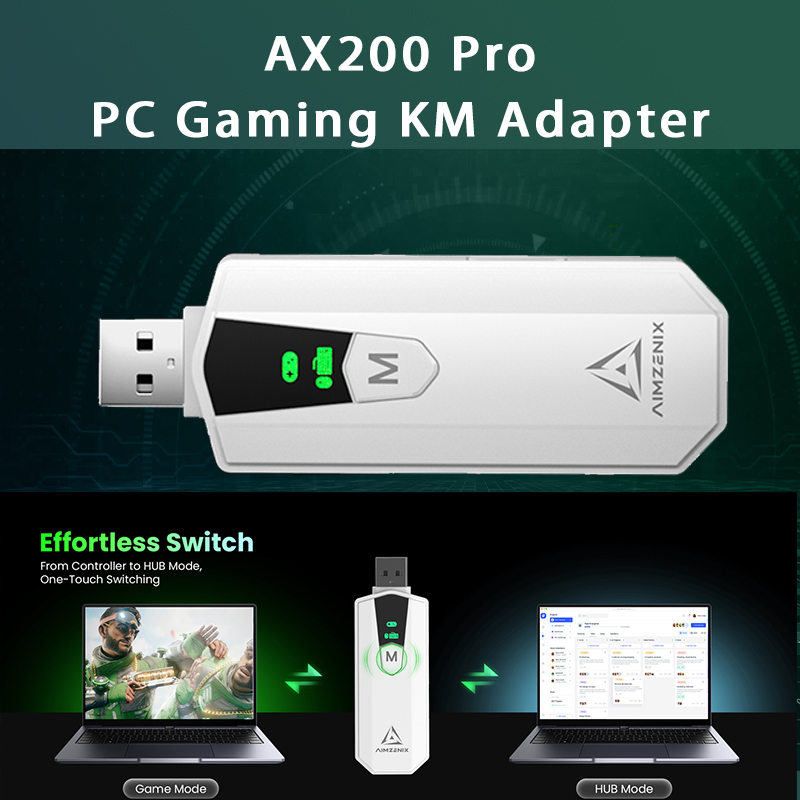 AIMZENIX AX200PRO キーボード マウス アダプター、高性能コンバーター |人気の FPS ゲームとの互換性 |パソコン