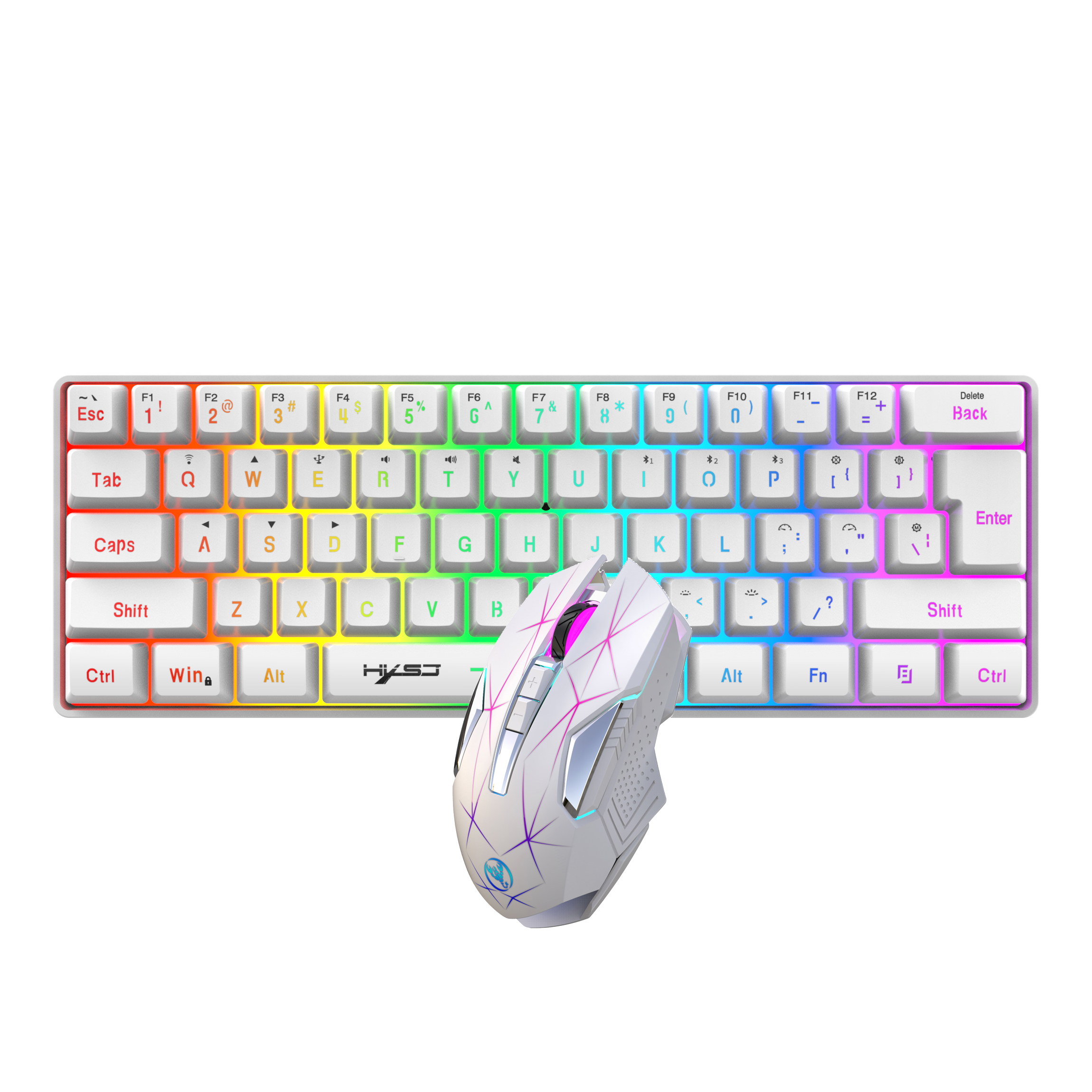 60% ワイヤレス ゲーミング キーボードとマウスのコンボ、RGB バックライト付き静かな人間工学に基づいた機械的感触のキーボード、デスクトップ用ゲーミング マウス