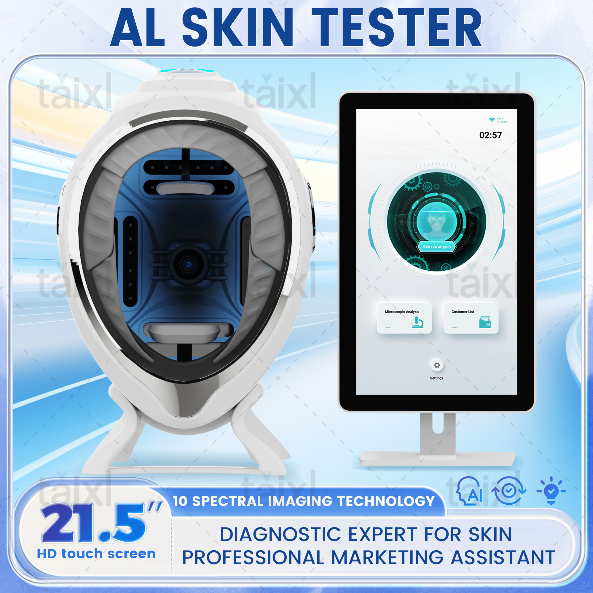 AISIA 3D AI 顔肌アナライザー検出肌問題診断 8 スペクトル専門分析美容サロン機器