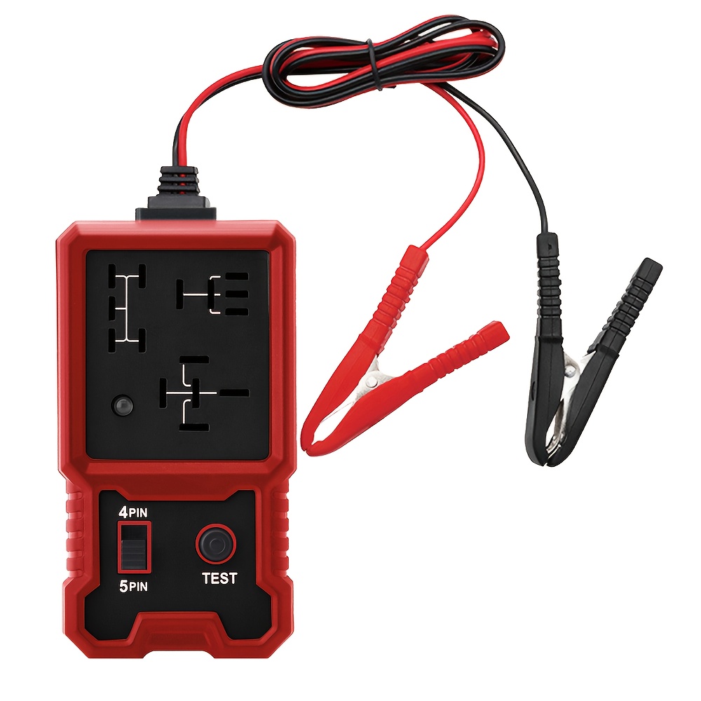 12V カーリレーテスター バッテリークリップ付き - ユニバーサル 4/5 ピン互換性、車診断ツール、車修理キット、耐久性と頑丈、車診断 |頑丈な構造 |耐久性のある自動車工具、Automoti