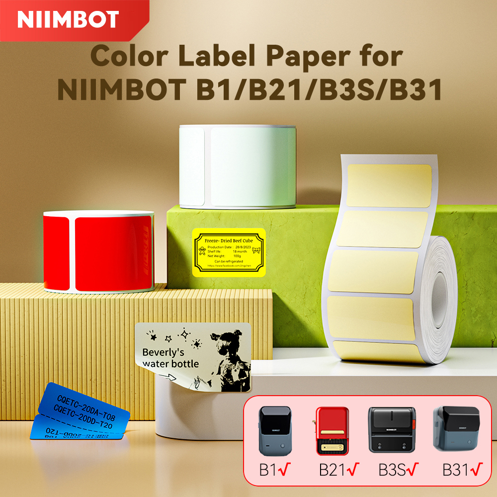 NiiMbot B1/B21/B3S/B31 プリンタ粘着ラベル紙カラフルな抗油破れ防止タグ傷防止取り外し可能ラベル