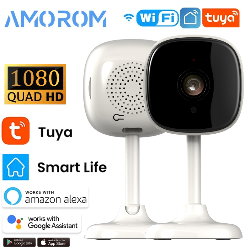 Amorom 1080P HD Wifi Ip カメラナイトホーム監視カメラ P2P 音声ビデオモニター Ai 検出 Tuya Ip カメラ Ios Android 用