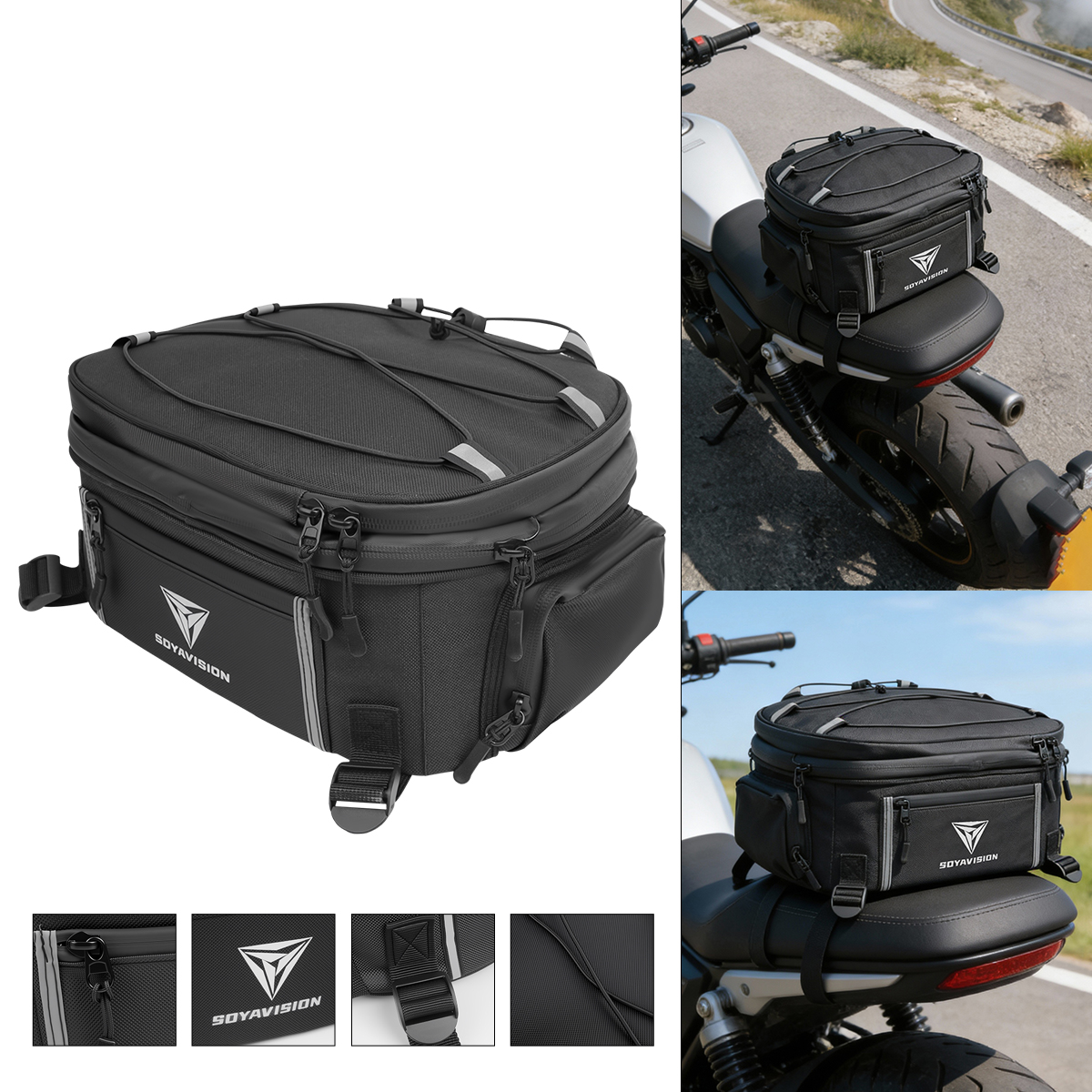 オートバイアクセサリー黒防水テールバッグ旅行荷物後部後部座席バッグハンドバッグ BMW R1300GS R 1300 GS R1200GS