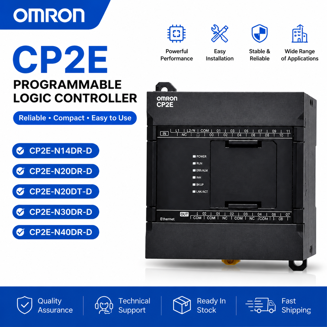 オリジナルオムロン CP2E PLC コントローラ CP2E-N14DR-D CP2E-N20DR-D CP2E-N20DT-D CP2E-N30DR-D CP2E-N40DR-D プログラマブルロジック制御