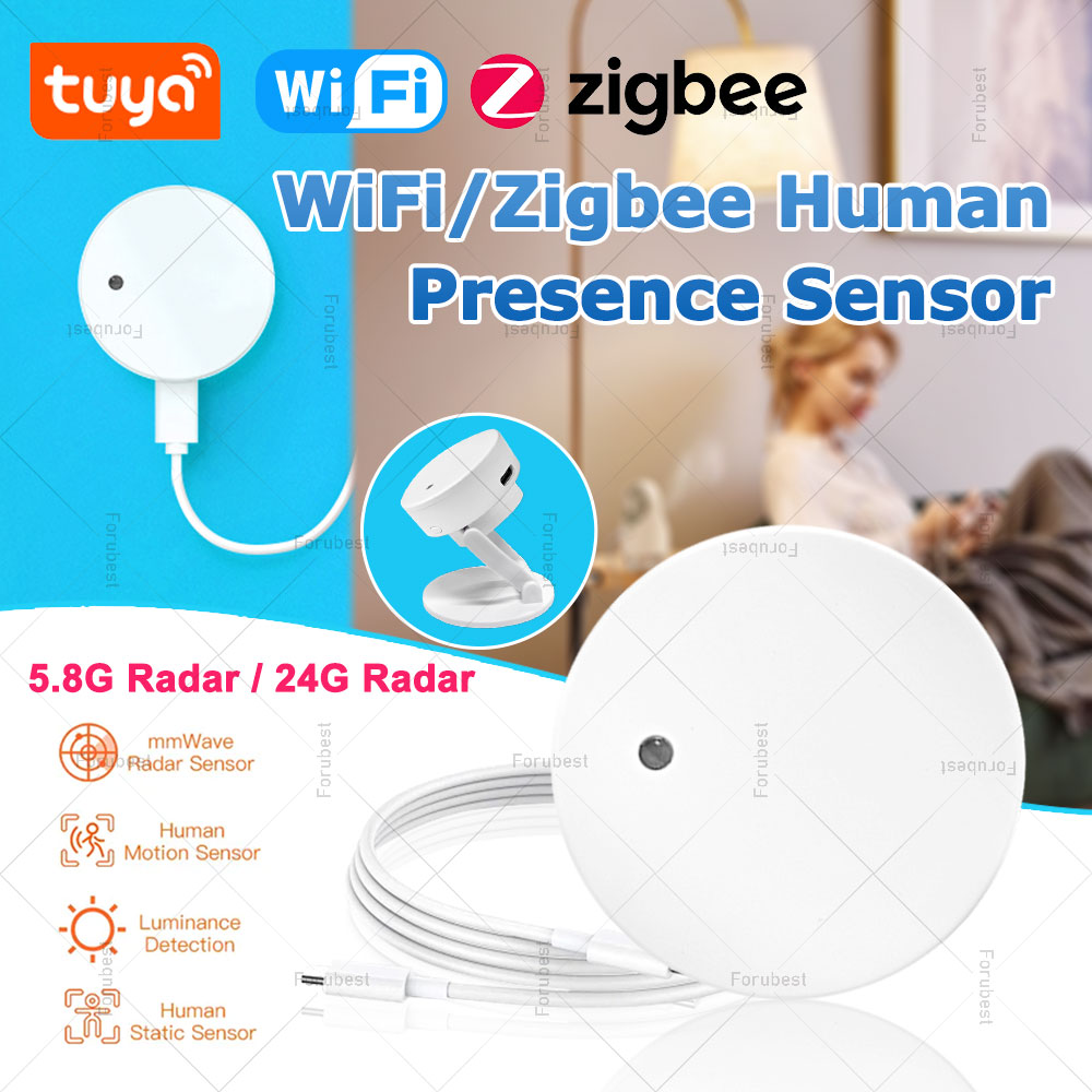 5.8 グラム/24 グラム ZigBee WiFi ミリ波人間存在モーションセンサー検出器輝度/距離検出 Tuya スマートホームオートメーション