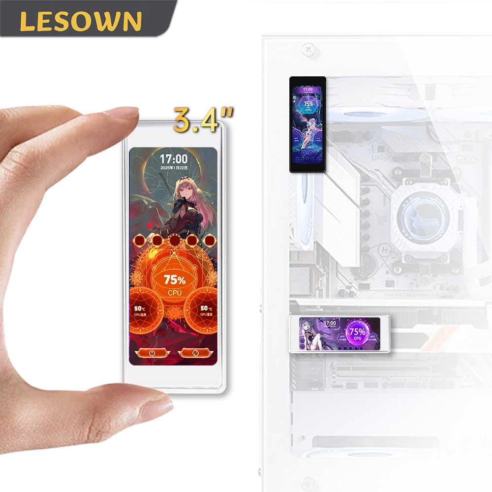 LESOWN 3.4 インチ LCD スクリーン CPU 温度モニターパネル 376x960 HD 解像度 USB ミニディスプレイ 狭い形状 PC ケースラップトップ用
