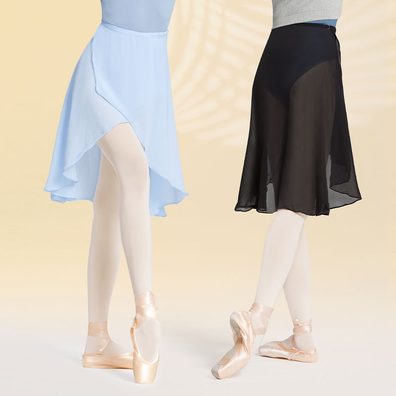 女性バレエスカートダンスラップスカートロングシフォンダンススカートバレエチュチュドレススケートスカート調節可能なバックルバレリーナスカート