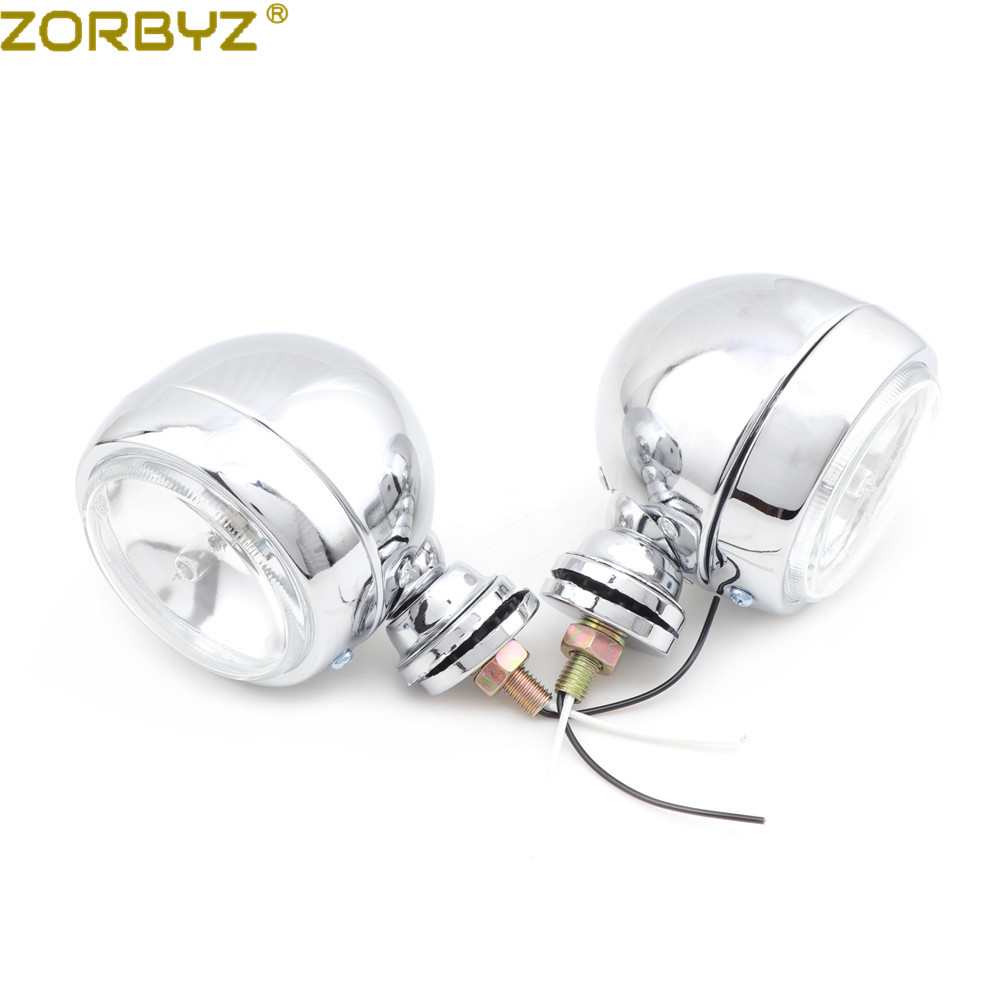 ZORBYZ オートバイクロームレトロラウンド運転パッシングスポットフォグライトハーレーチョッパークルーザーカスタム