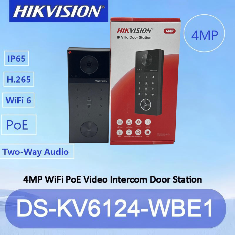 Hikvision DS-KV6124-WBE1 4MP ビデオドアベル PoE WiFi IC カード Bluetooth ロック解除双方向オーディオ IP65 Hik-Connect ドアホンインターホン