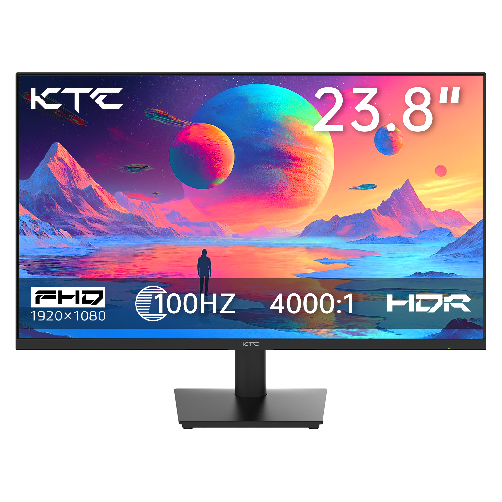 24 インチ 1080P モニター 100Hz、FreeSync ゲームモニター、オフィス用 PC モニター、HDMI、VGA、イヤホンポート、HDR10、ZeroFrame デザイン