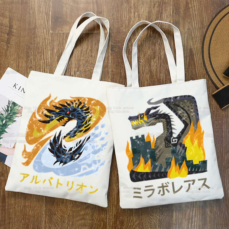 モンスターハンターゲーム原宿ショッピングバッグ食料品買い物客ジュートバッグショッピングトートバッグショッピング再利用可能なボルサコンプラサコラス