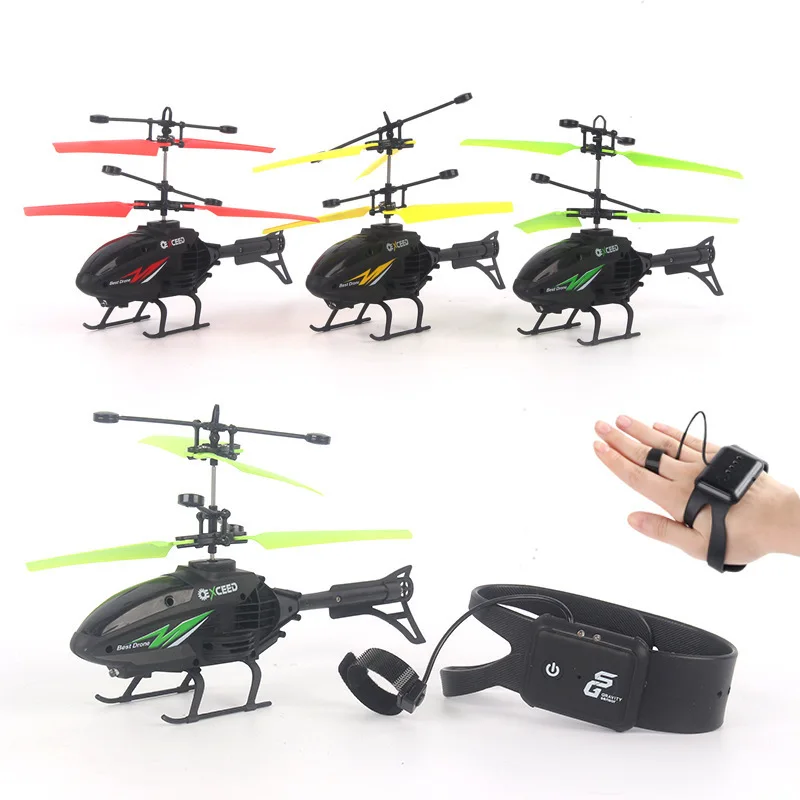 腕時計手首手制御誘導航空機耐衝撃ヘリコプター照明付き充電式ミニ RC ドローン