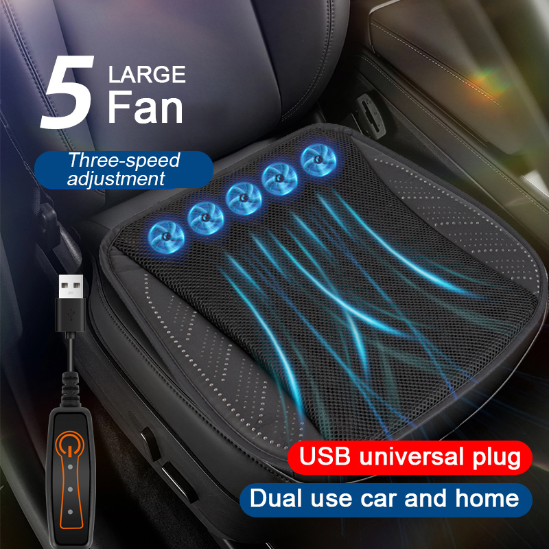 ユニバーサルカーシート夏クールエアシート USB 5 ファンクッション通気性速風シート冷却冷蔵カーシートカバー