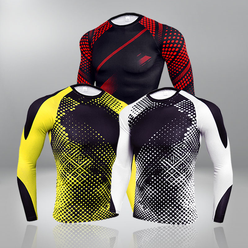 速乾性フィットネスメンズ熱下着男性用サーモ服冬圧縮速乾性長袖 Tシャツスポーツシャツ