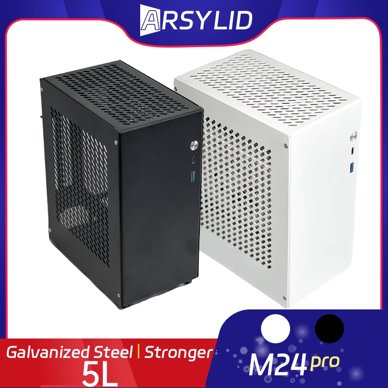 ARSYLID M24 Pro ITX A4 コンピュータケース 5L 190mm グラフィックスカード Type-C フレックス PSU 47mm ラジエーター ミニ PC シャーシ