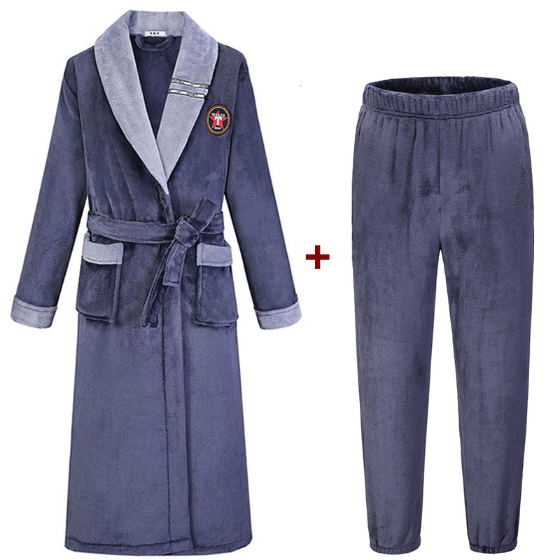 プラスサイズ 3XL 4XL フランネル恋人ロングローブパジャマセット新しい冬肥厚暖かいズボン Pijamas スーツルースサンゴフリースホームウェア