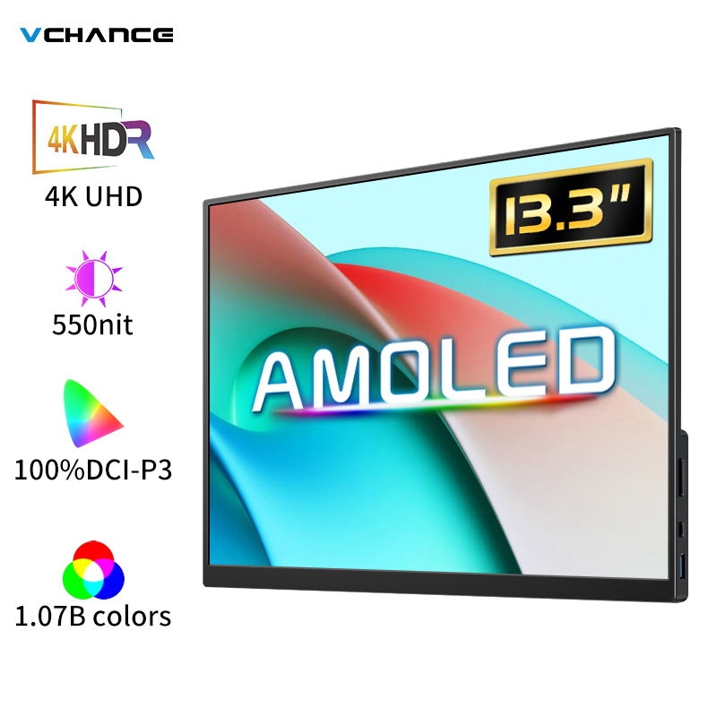 13.3 インチ 4K OLED ポータブルモニター 3840*2160 Type-C HDMI 付き 携帯電話 PC ラップトップ Macbook PS4/5 ゲームモニター用