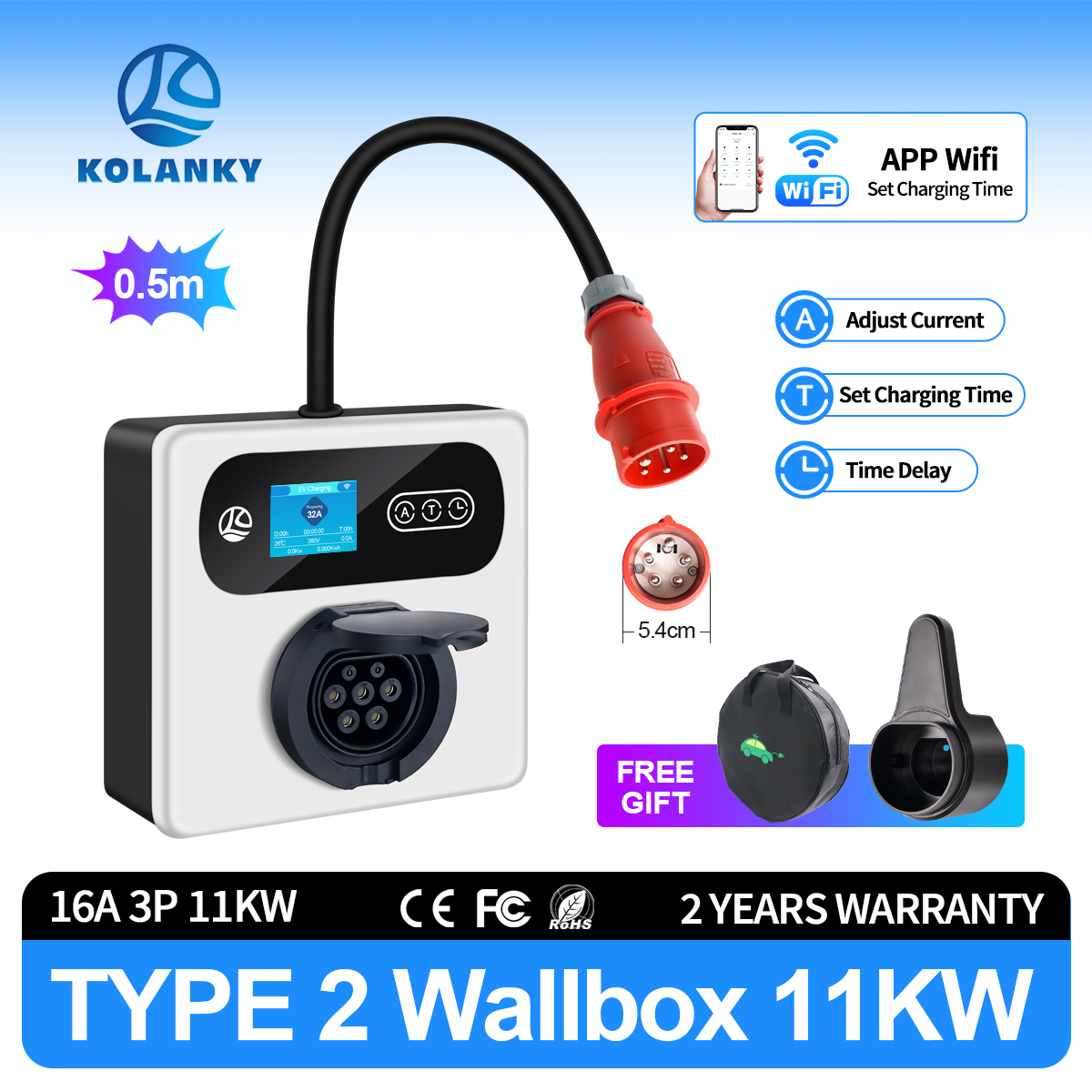 Kolanky 32A 22KW EV 充電器モバイルウォールボックス 16A 11kW CEE からタイプ 2 ソケットに Tuya アプリ経由で充電時間を設定電気自動車