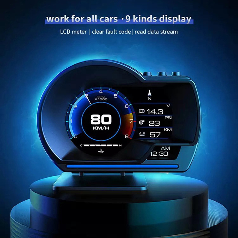 最新 A501 オートメーターカー HUD ターボゲージ車のヘッドアップディスプレイ OBD2 スマートデジタル走行距離計セキュリティ警報水
