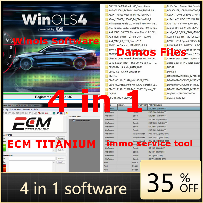 Winols ソフトウェア 2025 ホット販売 Winols 4.26 2020 Damos ECM TITANIUM IMMO サービス ツール自動修復ソフトウェアすべてのデータ Winols