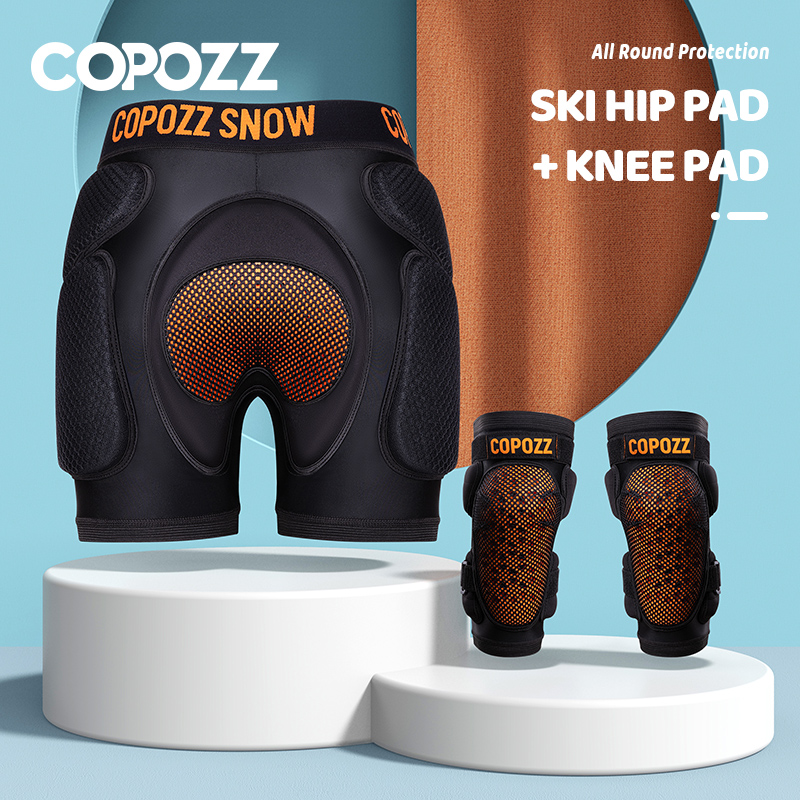 COPOZZ 子供スキーヒップパッド膝パッド衝撃吸収調整可能な耐摩耗性二層子供スキー保護具