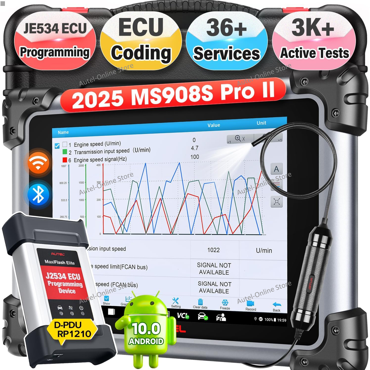 Autel MaxiSYS MS908S PRO II スキャナー診断スキャンツール J2534 ECU プログラミングオンラインコーディング米国版。 MK908 PRO II、4000 テストの