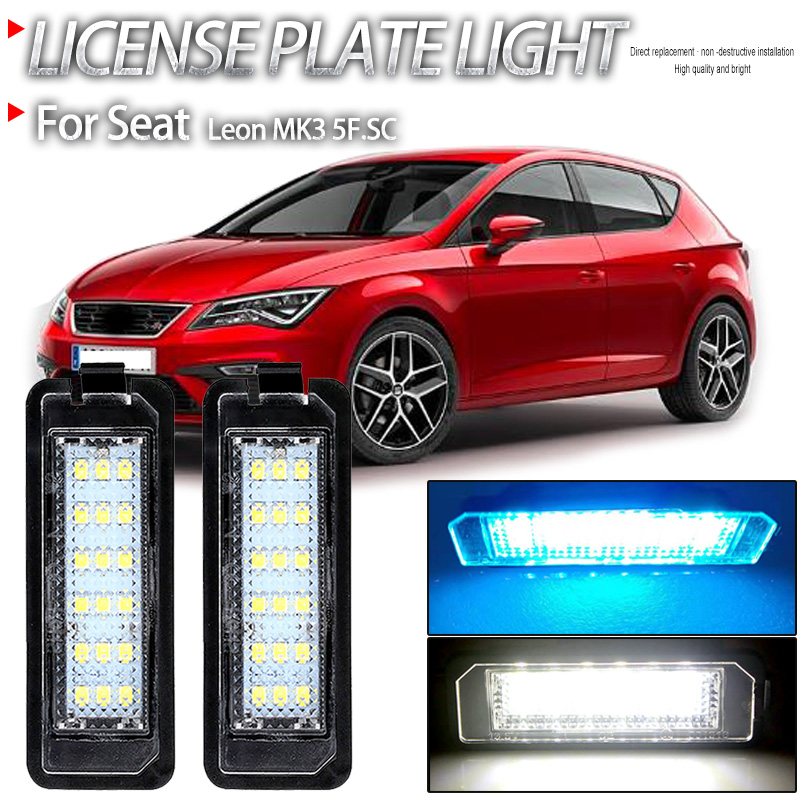2pcs Canbus No Error LED License Number Plate Light Car Lamp For Seat Leon MK3 5F.SC 2012 - 2014 2015 2016 2017 2018 2019 2020