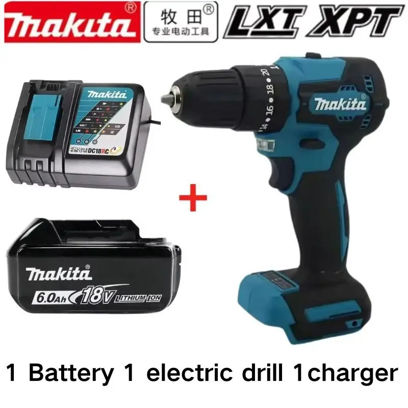 Origina New 18V Makita  6Ah LXT400 Powerful tool battery+charger, For DDF487 lithiumrechargeable impact cordless drill