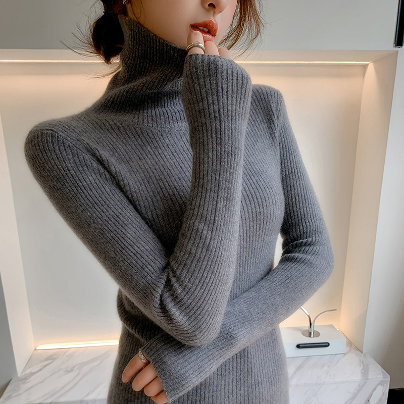 100% カシミヤセーター女性のニットプルオーバーセーターハイネックソリッドカラースリムフィットソフトカシミヤベーシック女性のセーター