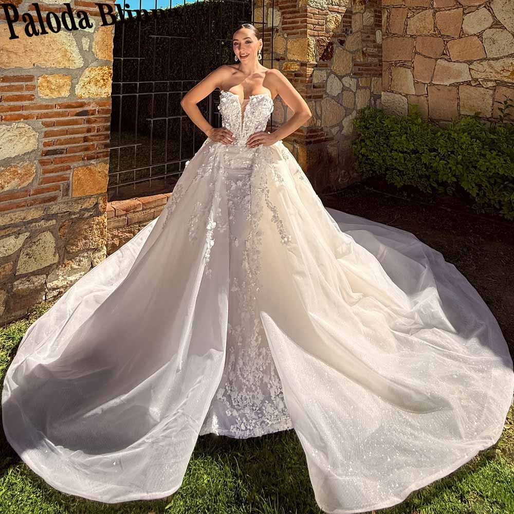 Paloda アップリケ付き女性のための繊細なウェディングドレスマーメイドノースリーブ恋人 Vestidos De Novia Brautmode カスタマイズ