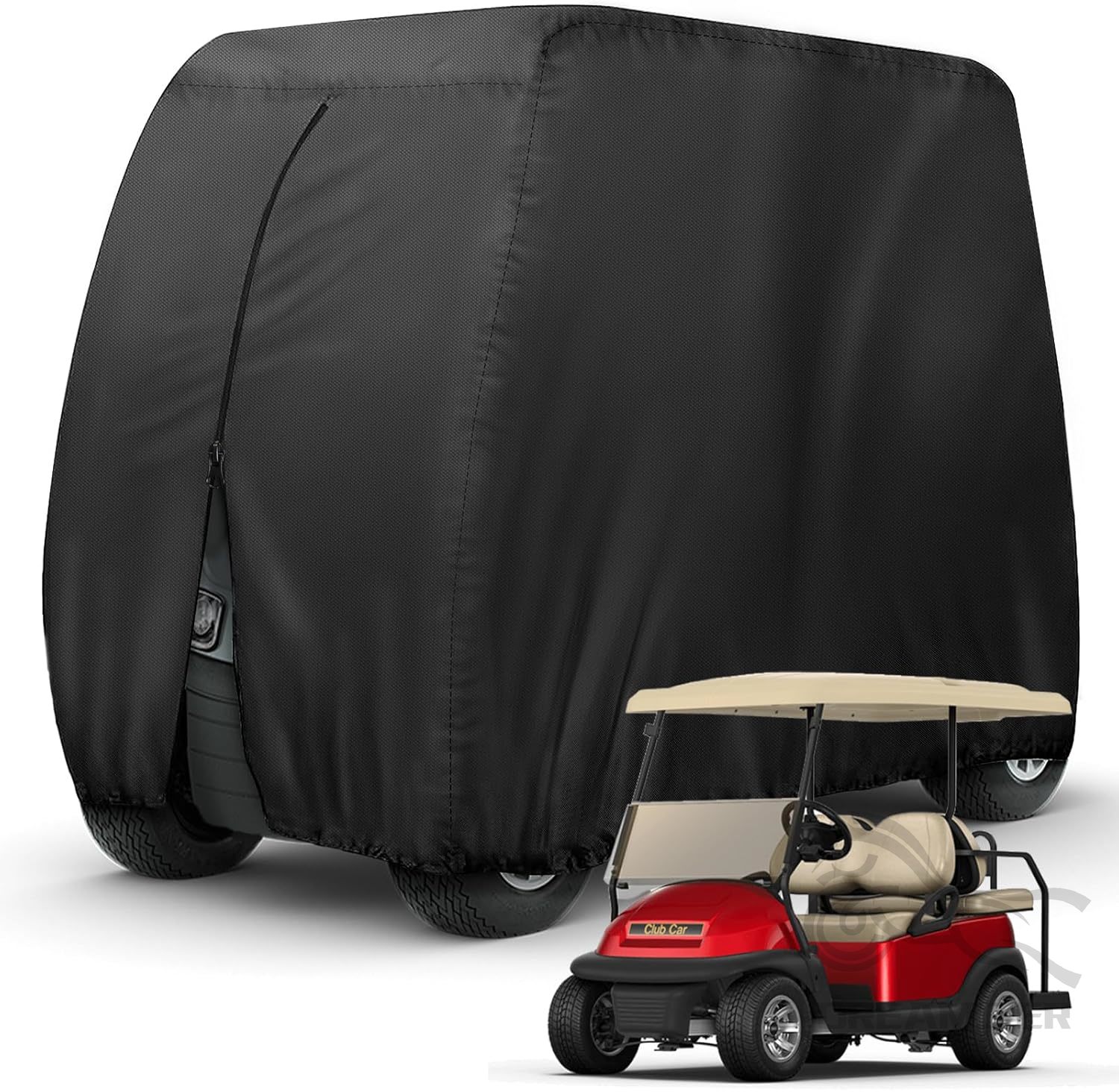 2 乗客ゴルフカートカバー 420D 防水耐久性のあるポリエステルゴルフカートカバー 3 つのジッパードア付き防風日焼け防止