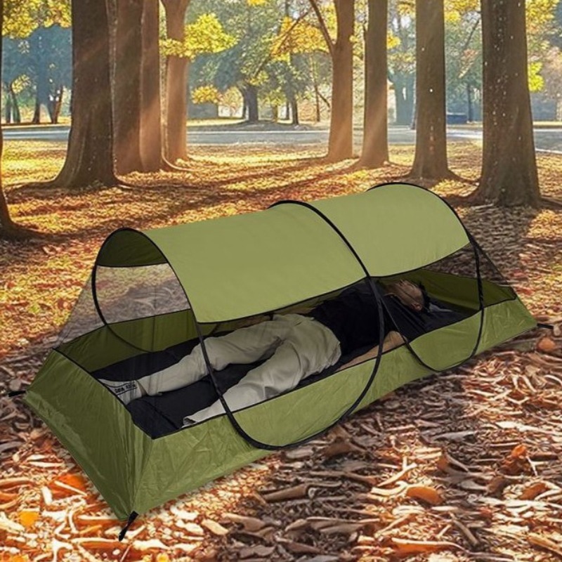 蚊メッシュキャンプテント公園ピクニック軽量折りたたみハイキングシングルトンネルテント屋外ポータブルキャンプ用品