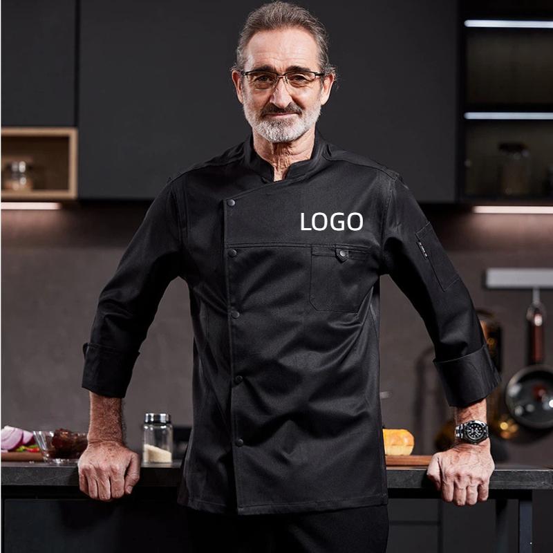 ヘッドシェフジャケットカスタムパターン男性長袖シャツベーカリークックキッチンレストランウェイター制服パーソナライゼーションプリントロゴ