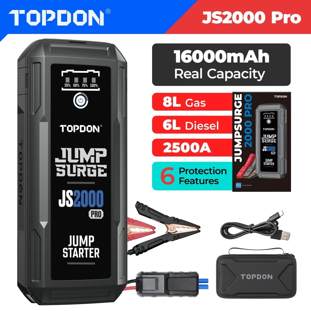 Topdon JS2000 プロ/JS1500/JS1200pro 2500/1800/1200A ジャンプスターター電源銀行 12V 車始動装置 16000Mah バッテリーブースター用