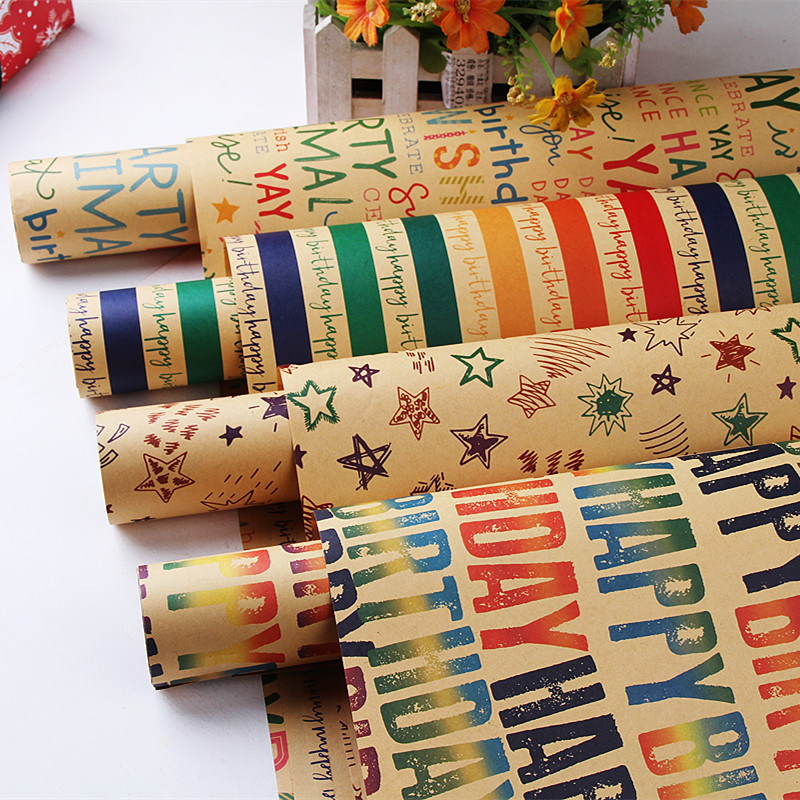 レトロ落書きプリントクラフト紙ギフト花束包装紙イングリッシュフラワー紙 Diy 花包装材料 74x51CM 10 個