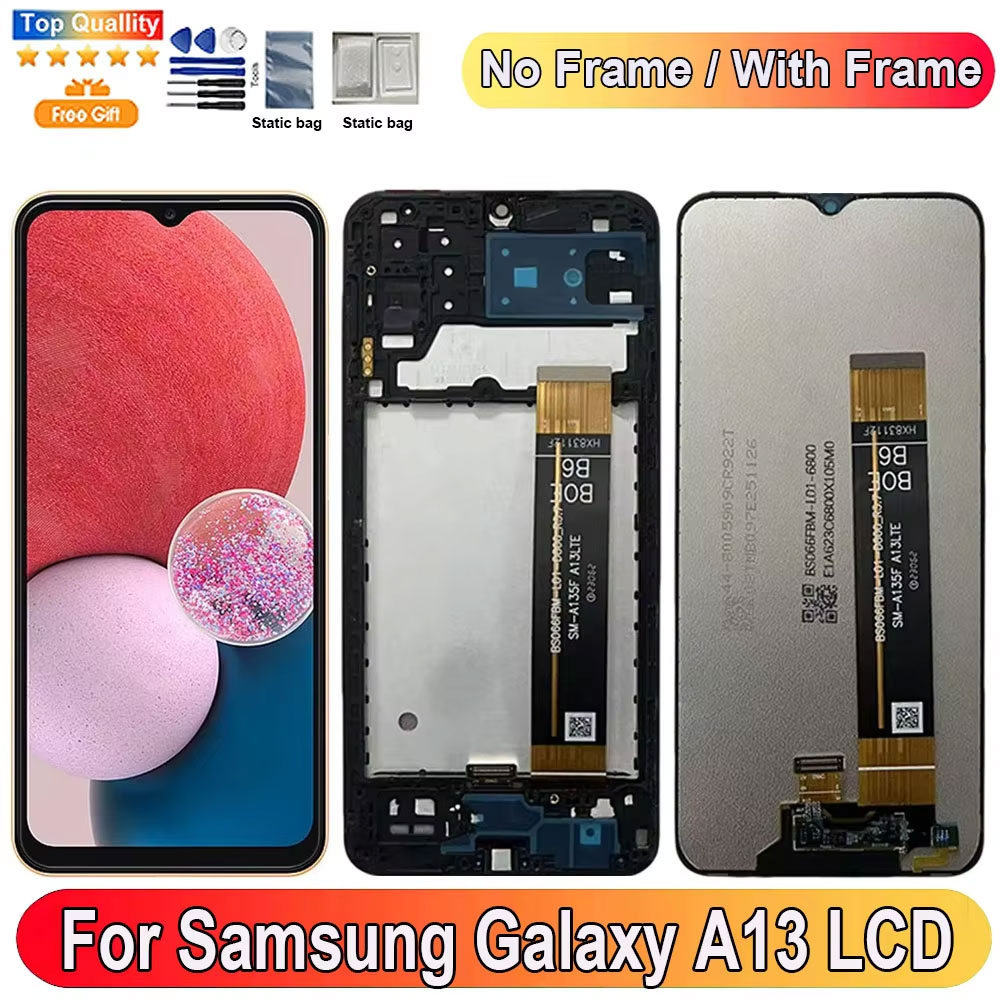 6.6 ''サムスンギャラクシー A13 Lcd 表示画面タッチパネルデジタイザ交換部品サムスン A13 A135F 画面とフレーム