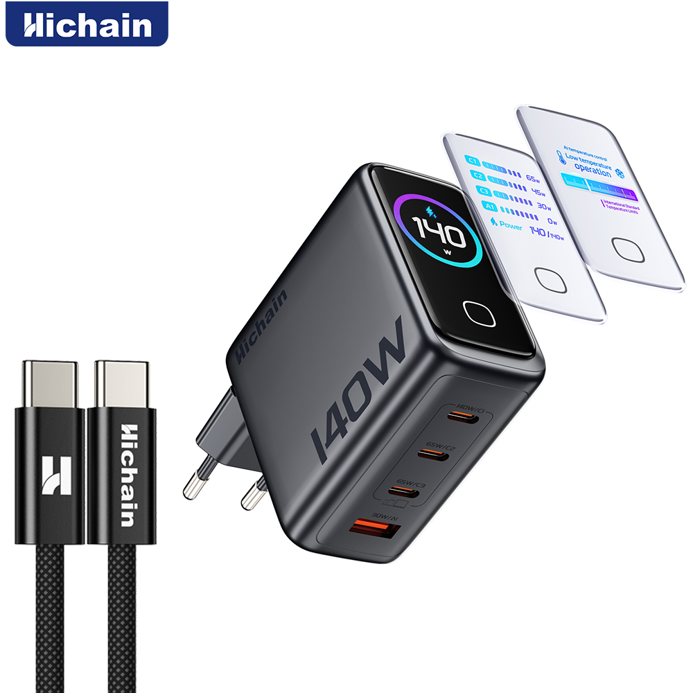 Hichain PD3.1 140 ワット GaN USB C 充電器 4 ポート充電アダプタ旅行ラップトップ電話タブレット EU プラグ AC100-240V 壁の充電器