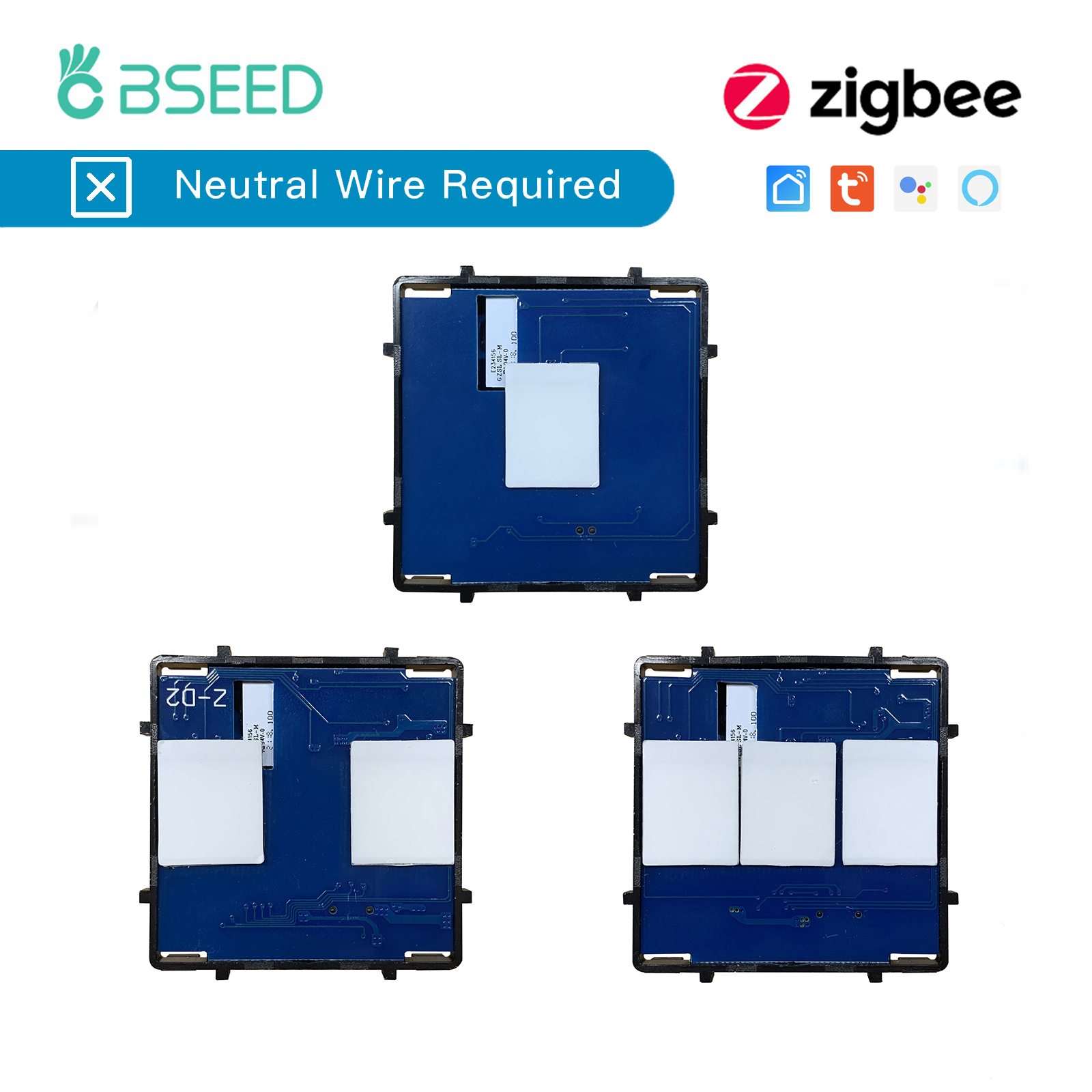 BSEED Zigbee スマートスイッチ 1/2/3Gang センサースイッチ機能部分のみ Alexa Tuya スマートホームコントロールアプリ 1/2/3Way 中性線なし