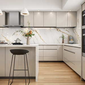 Modern Wooden Furniture, Plywood, White Kitchen Cabinets, Hotel, Apartment, and Villa Projects, Kitchen Cabinets
