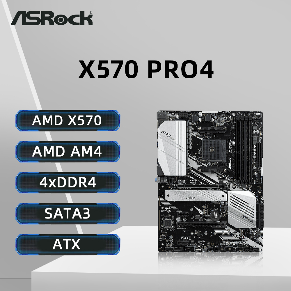 ASRock X570 PRO4 マザーボードのサポート R5 5600G R7 5700X 5700X3D 5800X3D CPU 4xDDR4 3200MHz M.2 HDMI AMD X570 ATX AM4 メインボード