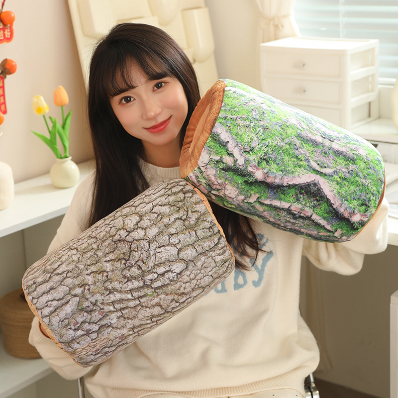 35 × 20 センチメートル植物木の切り株竹ぬいぐるみ枕円筒形ショートクッション穴付き暖かい手冬のぬいぐるみ装飾ギフト