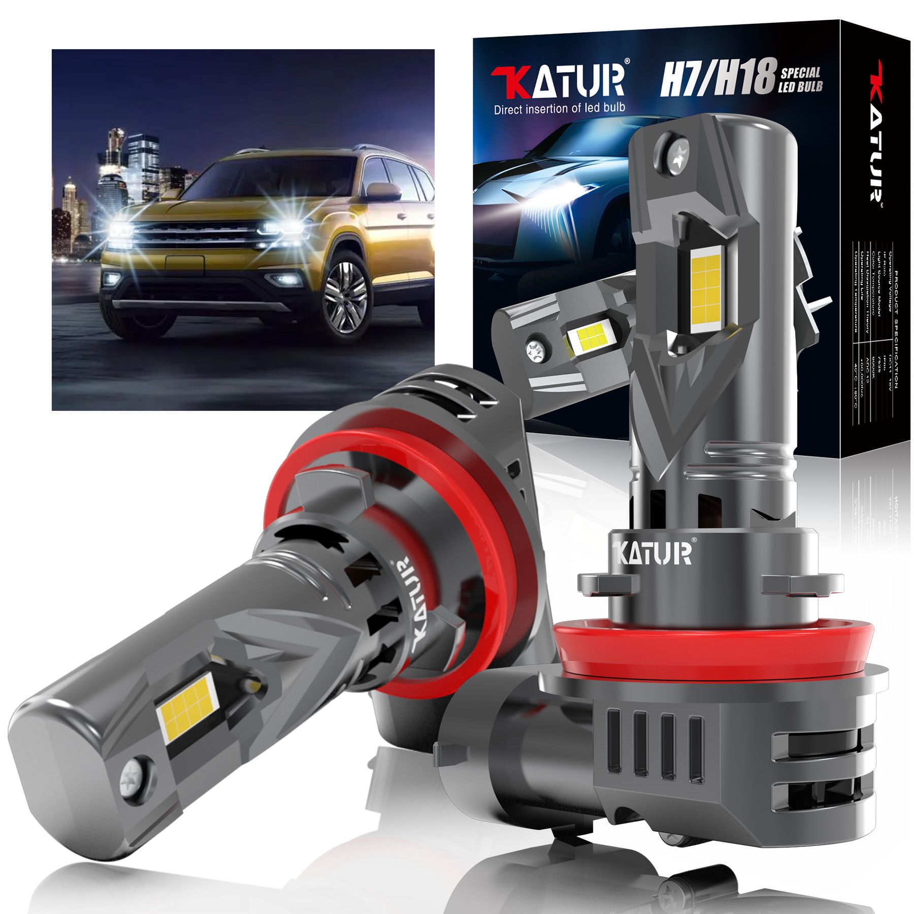 Katur 2x H8 H11 LED カーライトヘッドライト新 100 ワット 20000LM LED Canbus ターボフォグランプ 6000K 12V ダイオード超高輝度ハイパワー電球