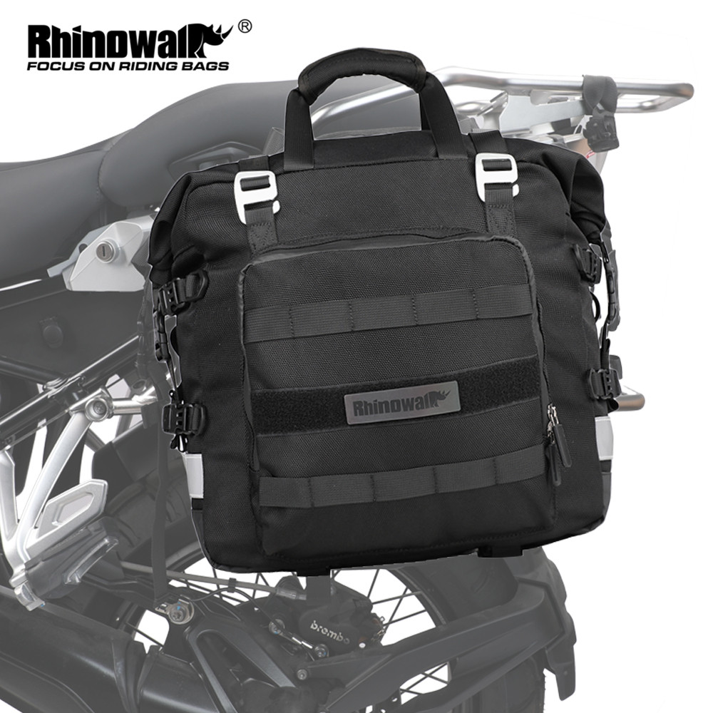 Rhinowalk オートバイサイドバッグ完全防水内側 20L 拡張 30L ユニバーサルフックサドルバッグ取り外し可能なバイク荷物