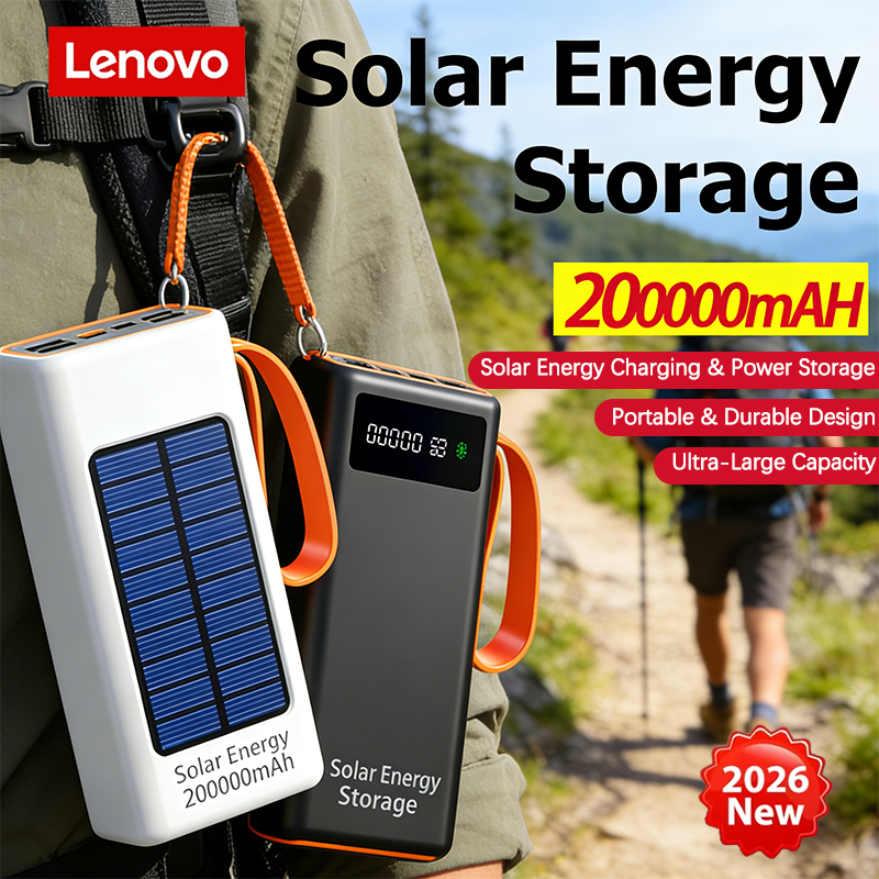 レノボ 200000mAh ソーラージャンプスターター大容量内蔵ケーブル外部バッテリー LED ライト iPhone Huawei 社 Xiaomi 2026