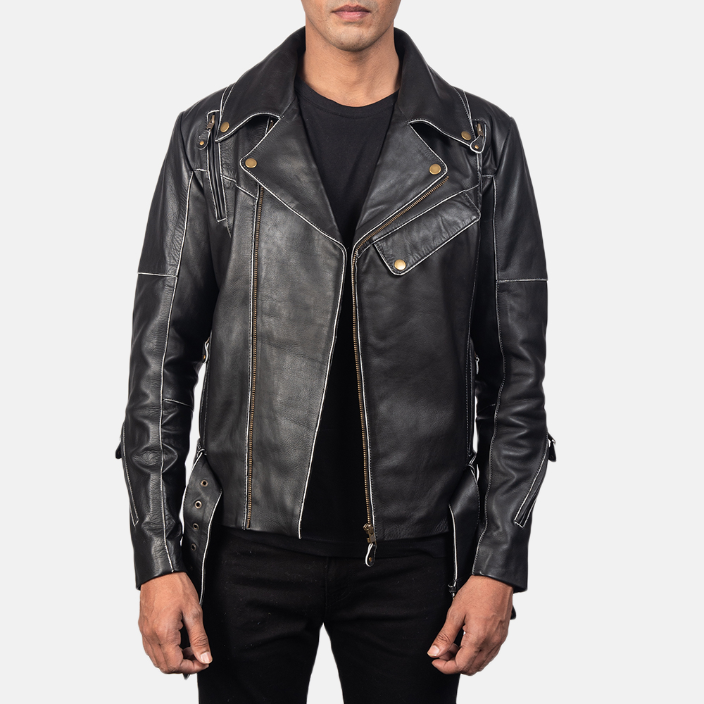 Men's Stylish Original Cowhide Leather Vincent Black Leather Biker Jacket for Men Manufactured by Huzaifa Products