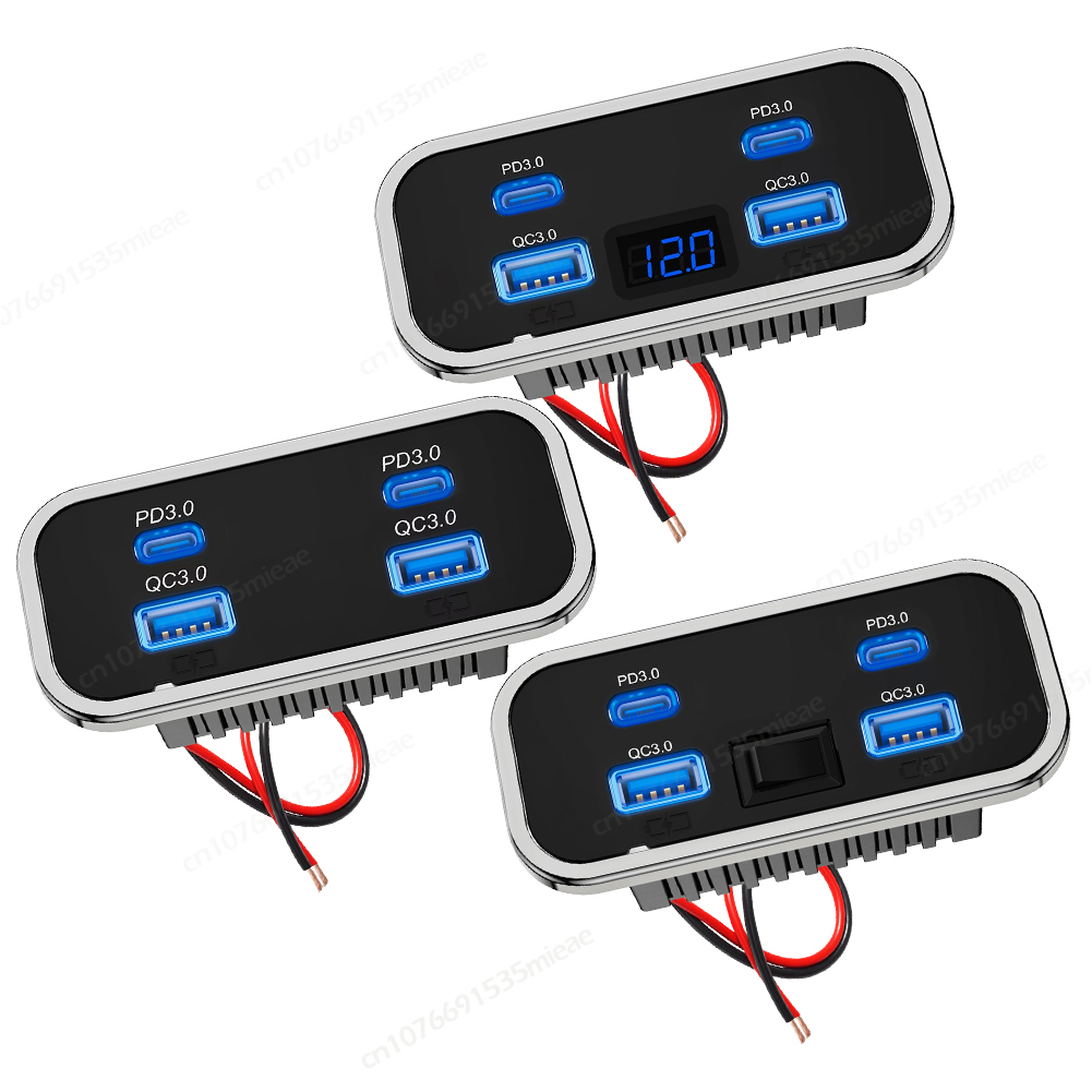 4 ポート 12V RV USB コンセント 76W デュアル PD3.0 Type-C 急速充電